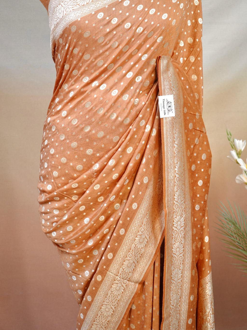 Banarasi Pure Muga Silk Saree with Reshmi Zari Work – Handloom Cutwork