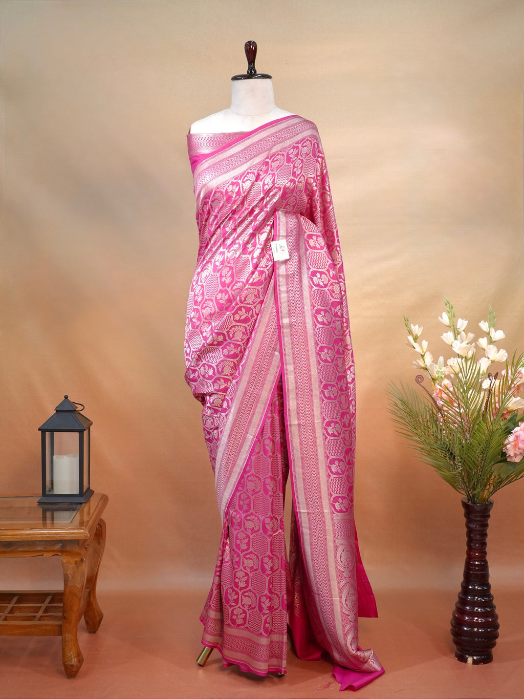 Banarasi Pure Chiniya Silk Brocade Saree with Reshmi Zari Work - Handwoven