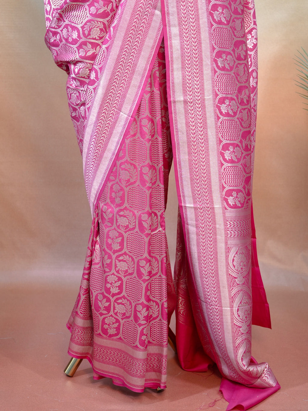 Banarasi Pure Chiniya Silk Brocade Saree with Reshmi Zari Work - Handwoven