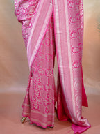 Banarasi Pure Chiniya Silk Brocade Saree with Reshmi Zari Work - Handwoven