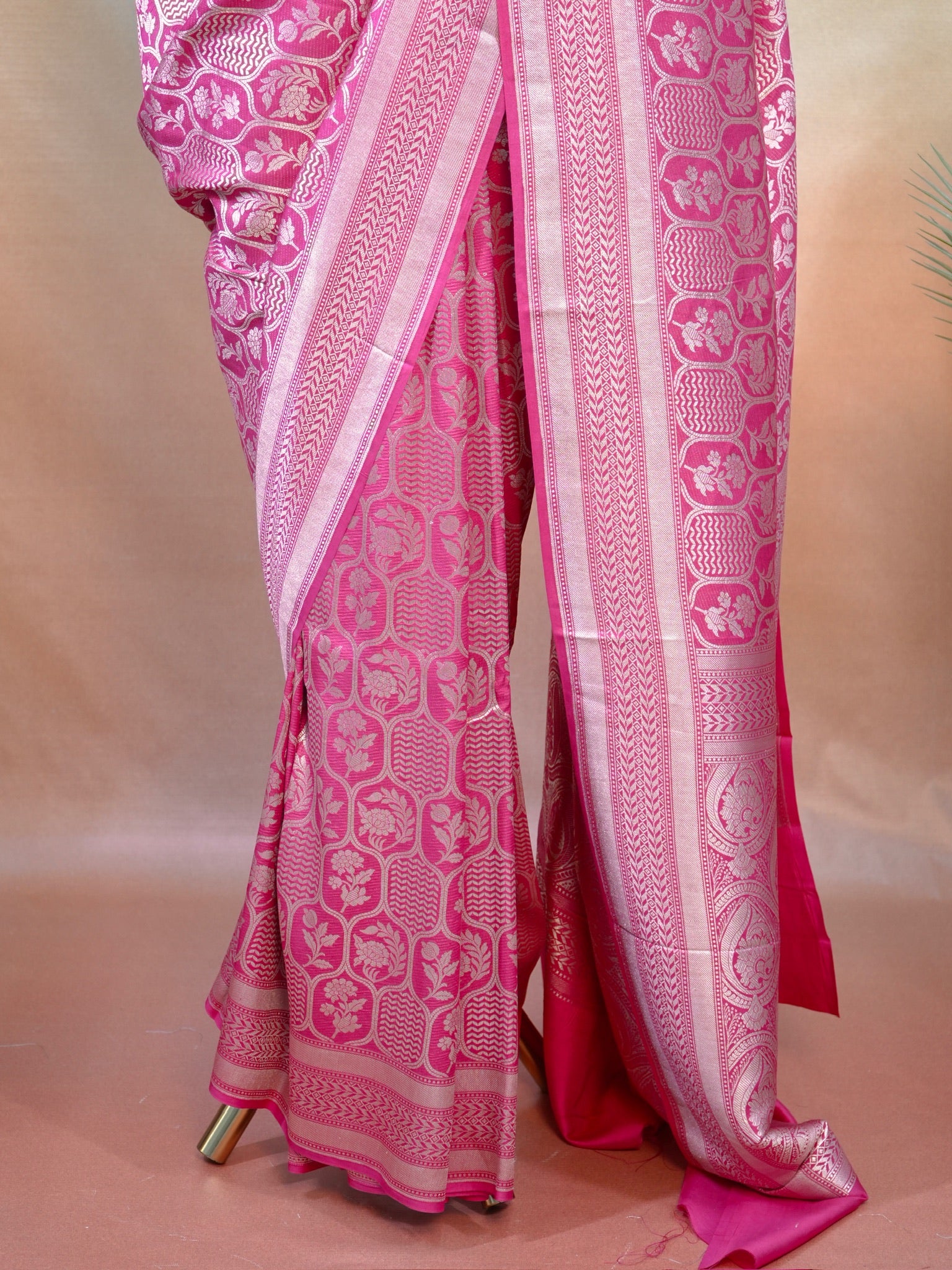 Banarasi Pure Chiniya Silk Brocade Saree with Reshmi Zari Work - Handwoven