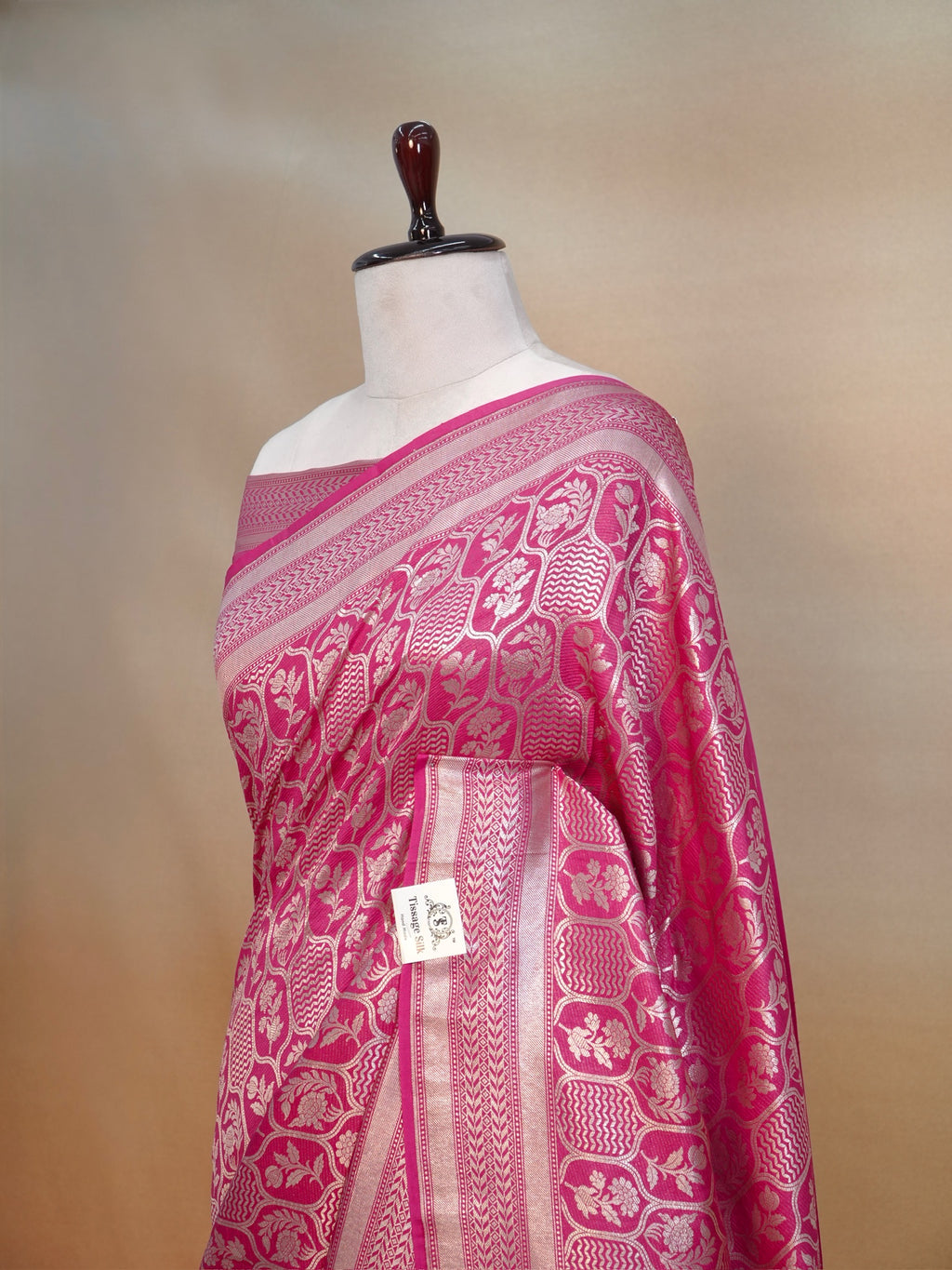 Banarasi Pure Chiniya Silk Brocade Saree with Reshmi Zari Work - Handwoven