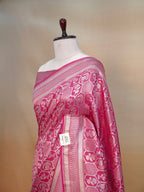 Banarasi Pure Chiniya Silk Brocade Saree with Reshmi Zari Work - Handwoven