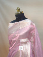Banarasi Pure Tissue Silk Saree – Powder Pink with Silver-Gold Zari