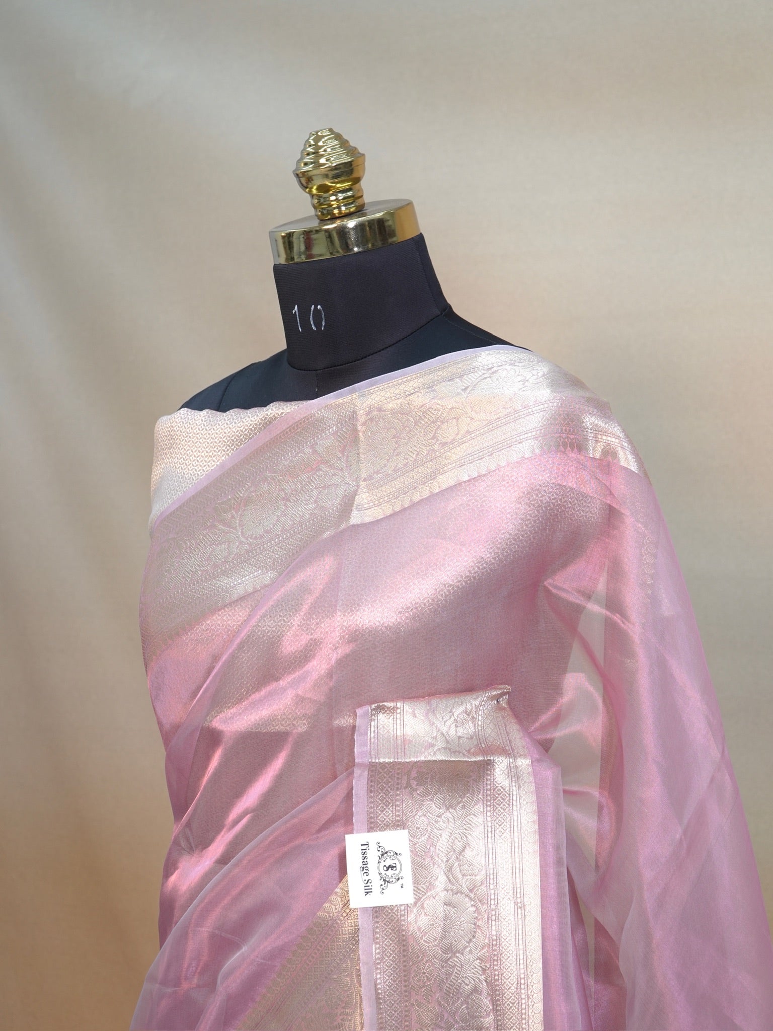 Banarasi Pure Tissue Silk Saree – Powder Pink with Silver-Gold Zari
