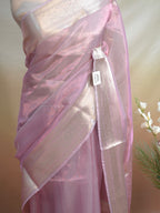 Banarasi Pure Tissue Silk Saree – Powder Pink with Silver-Gold Zari