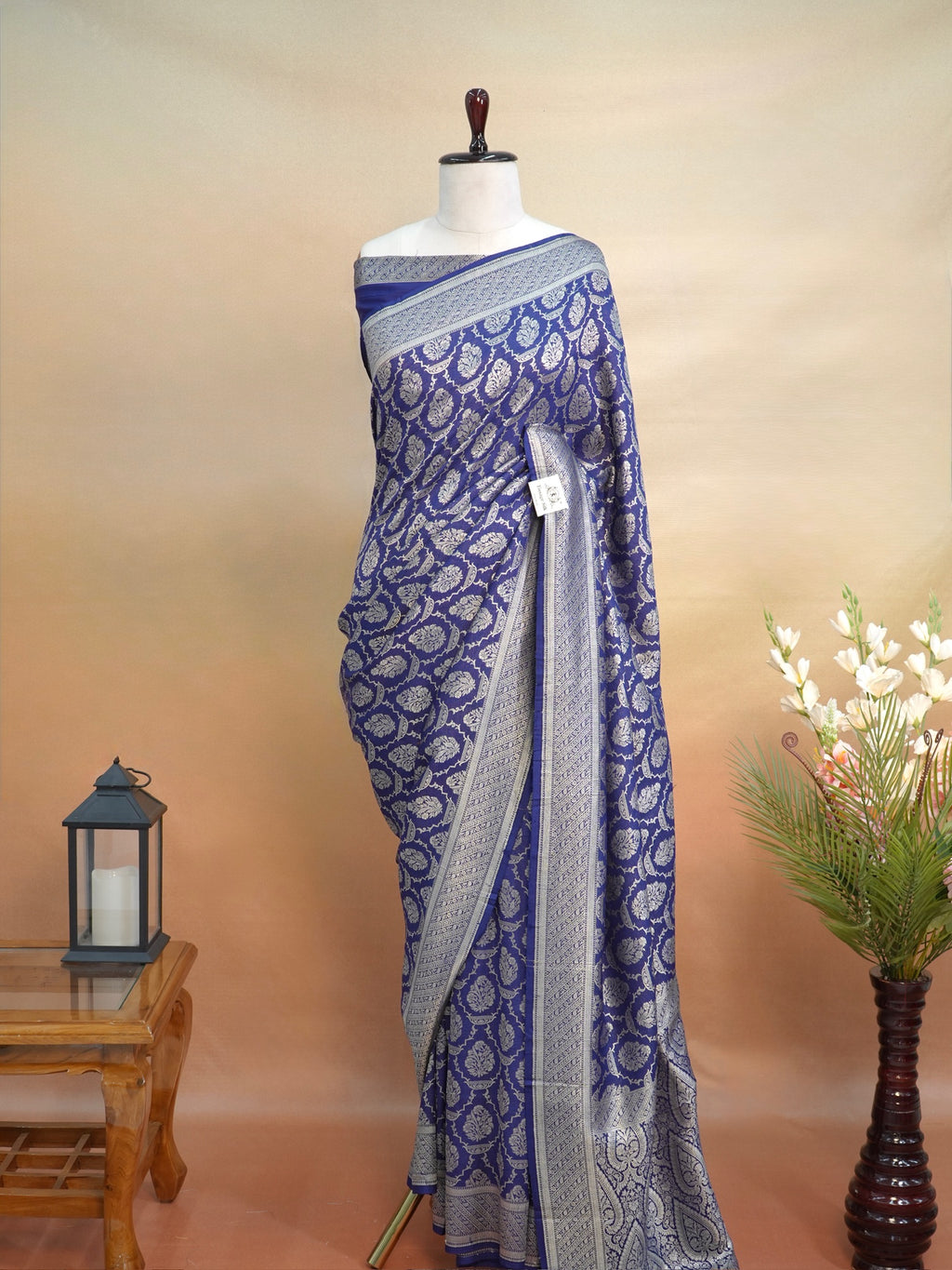 Banarasi Pure Chiniya Silk Saree with Reshmi Zari Work - Handlwoven