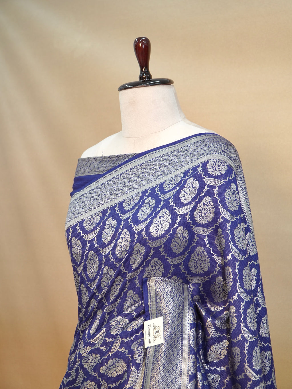 Banarasi Pure Chiniya Silk Saree with Reshmi Zari Work - Handlwoven