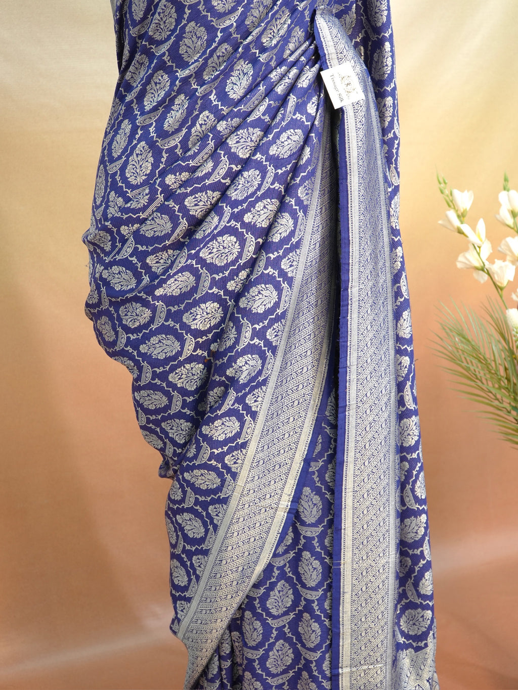 Banarasi Pure Chiniya Silk Saree with Reshmi Zari Work - Handlwoven