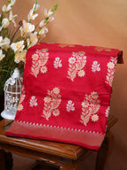 Bridal Red Handwoven Banarasi Pure Katan Silk Kadhwa Saree