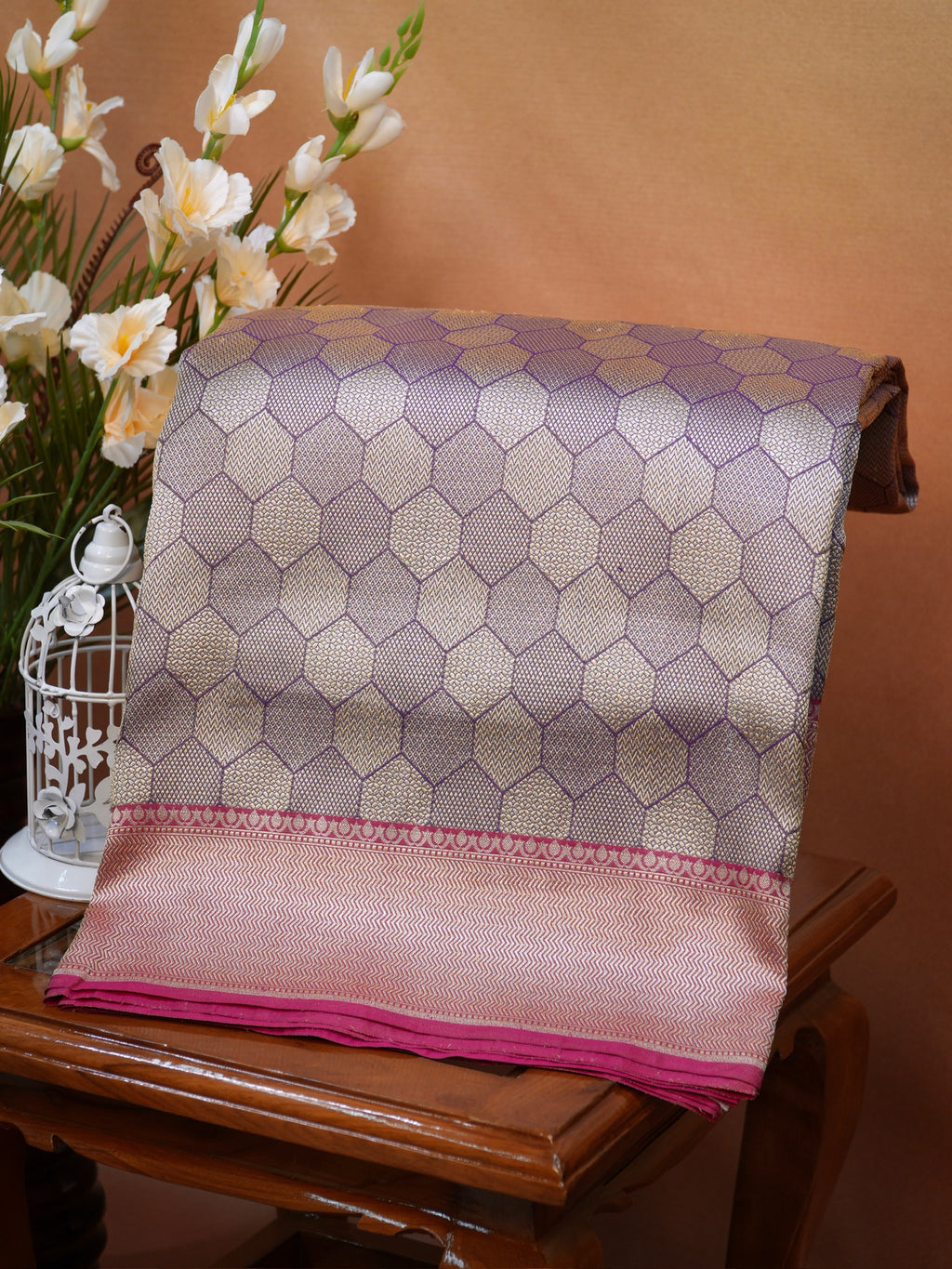 Rani Pink Pure Katan Silk Handwoven Banarasi Brocade Kadhwa Saree