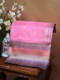 Baby Pink Banarasi Pure Katan Silk Tilfi Kadhwa Saree with Meenakari