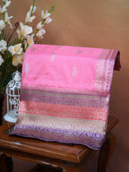 Baby Pink Banarasi Pure Katan Silk Tilfi Kadhwa Saree with Meenakari