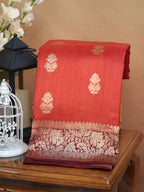 Banarasi Pure Raw Matka Silk Handmade Kadhuva Saree