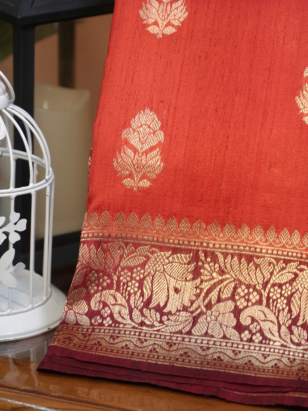 Banarasi Pure Raw Matka Silk Handmade Kadhuva Saree