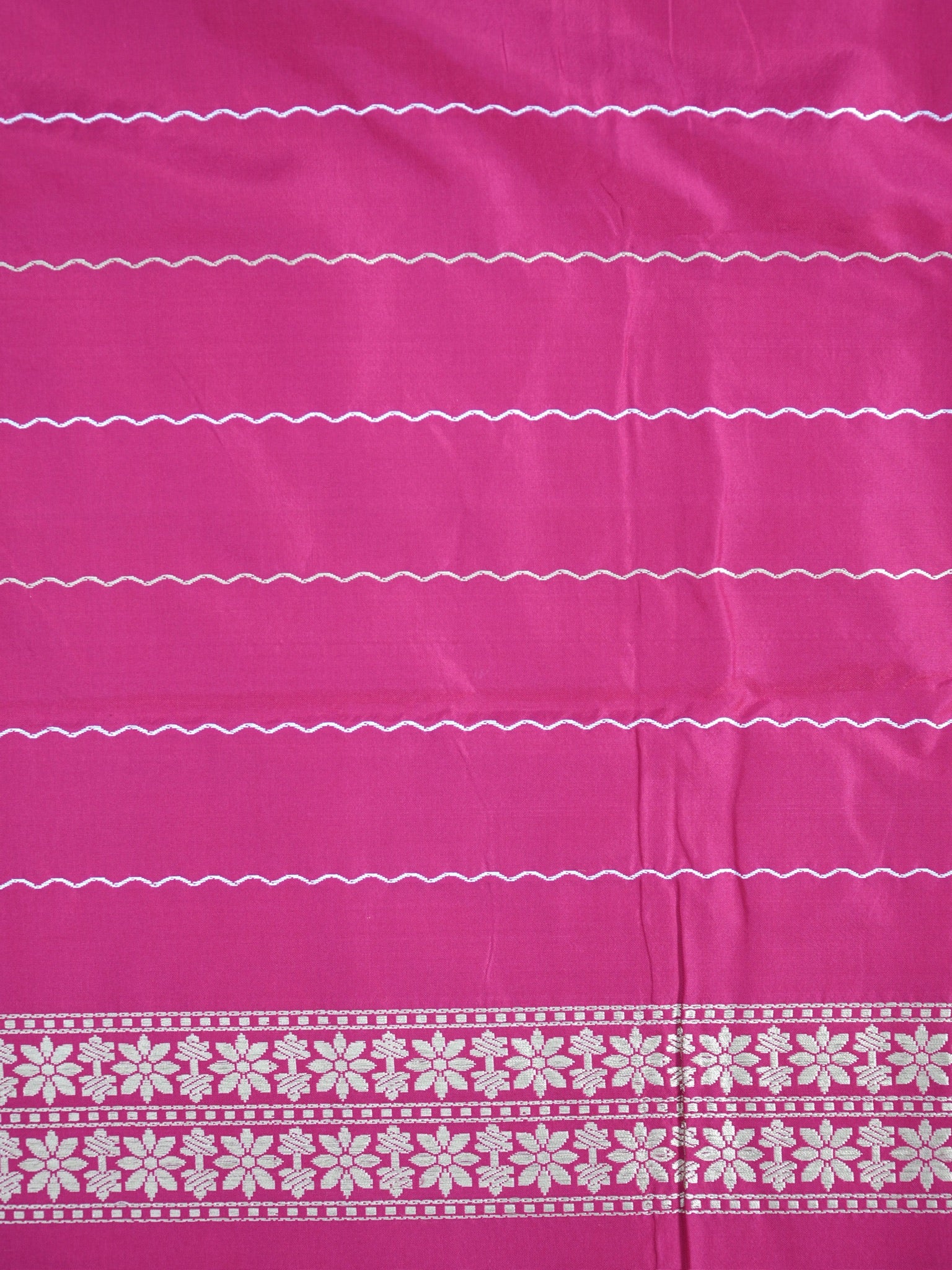 Pistachio Green & Rani Pink Banarasi Pure Katan Silk Kadhwa Saree with Tilfi Meenakari Border