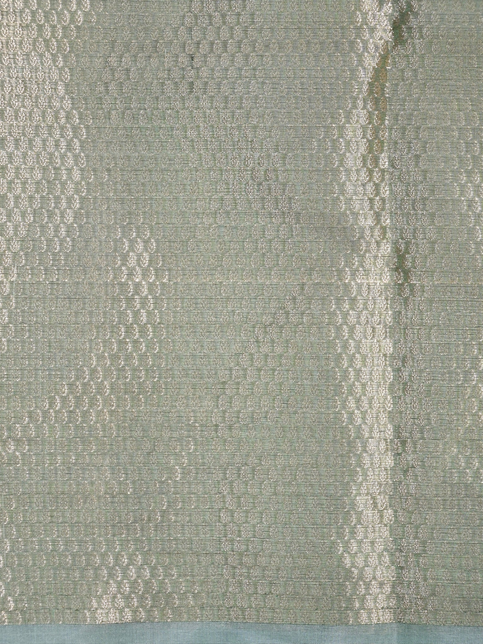 Banarasi Pure Tissue Silk Saree - Sage Green with Fine Gold Zari Floral Borders