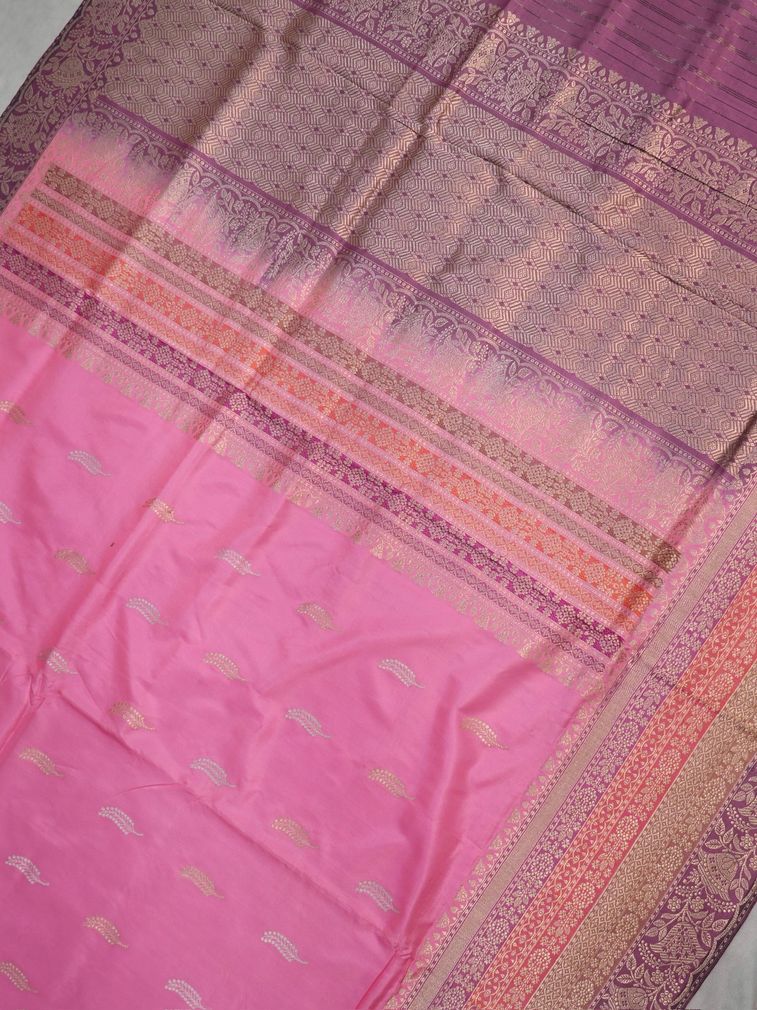 Baby Pink Banarasi Pure Katan Silk Tilfi Kadhwa Saree with Meenakari
