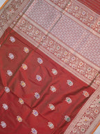 Dual-Tone Rust Red & Gold Banarasi Pure Katan Silk Tilfi Kadhwa Saree with Contrast Mustard Yellow Blouse