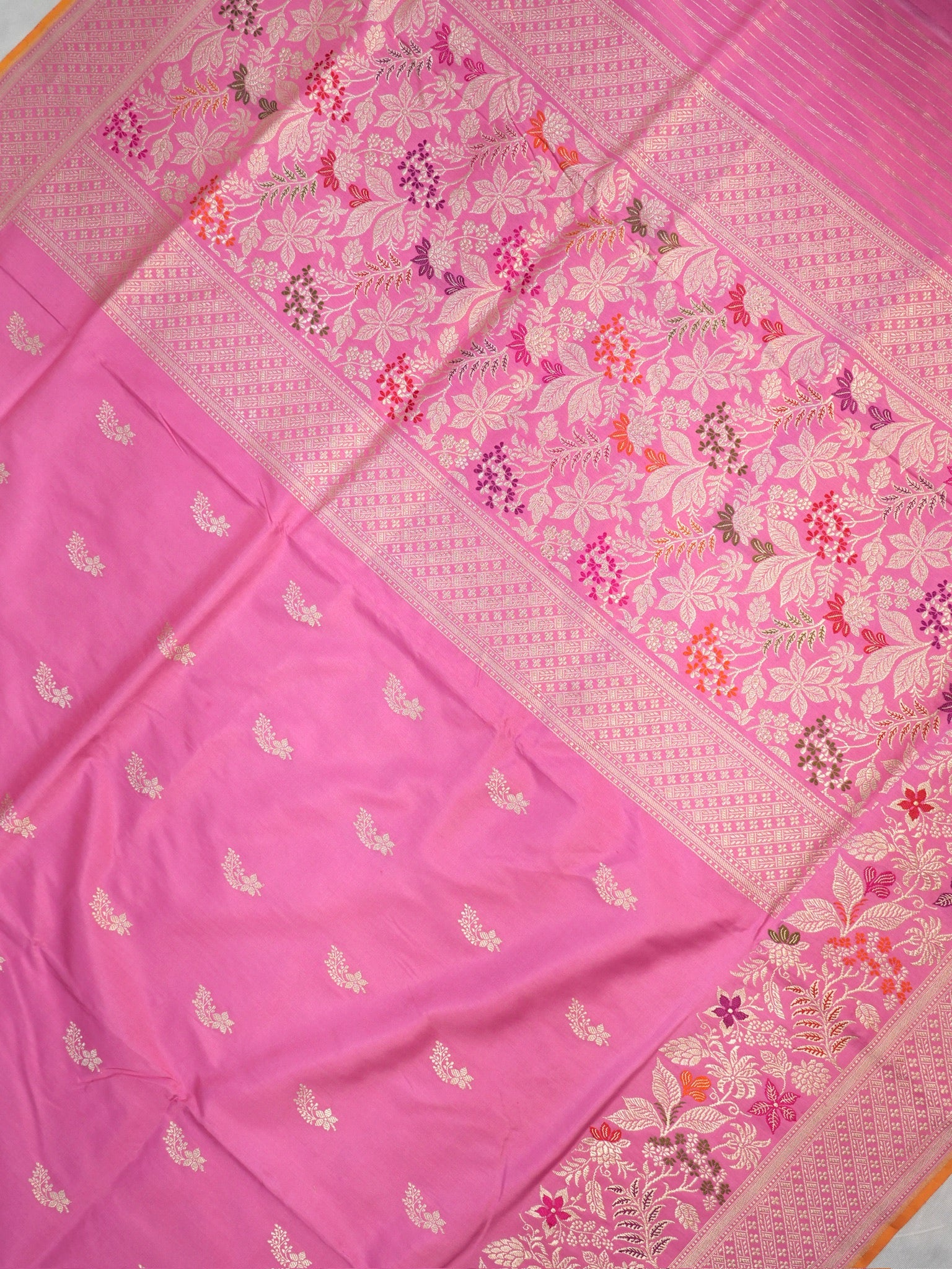 Baby Pink Banarasi Pure Katan Silk Tilfi Kadhwa Saree with Meenakari