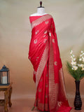 Banarasi Pure Mushru Silk Handmade Kadhuva Saree – Red