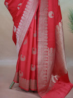 Banarasi Pure Mushru Silk Handmade Kadhuva Saree – Red