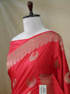 Banarasi Pure Mushru Silk Handmade Kadhuva Saree – Red