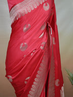Banarasi Pure Mushru Silk Handmade Kadhuva Saree – Red