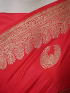 Banarasi Pure Mushru Silk Handmade Kadhuva Saree – Red