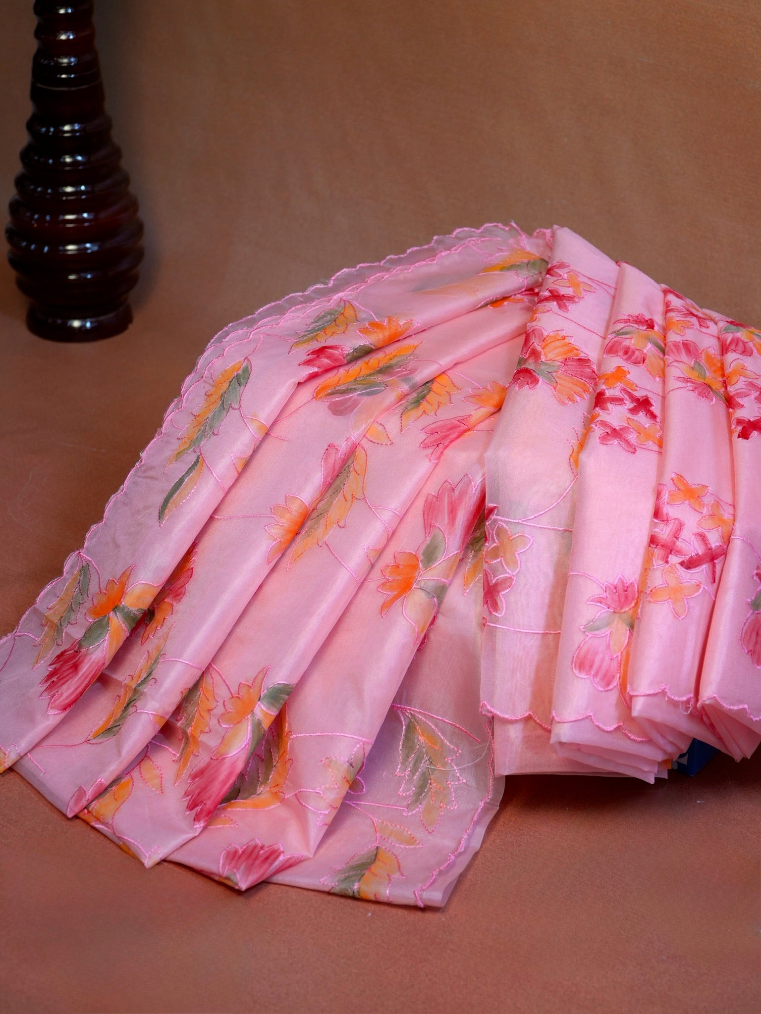 Soft Organza Silk Embroidered Saree with Scalloped Border