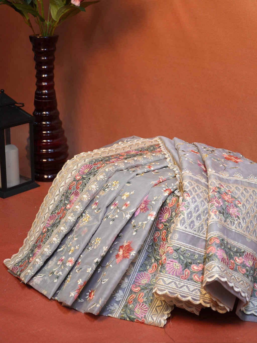 Soft Organza Silk Heavy Floral Embroidered Saree