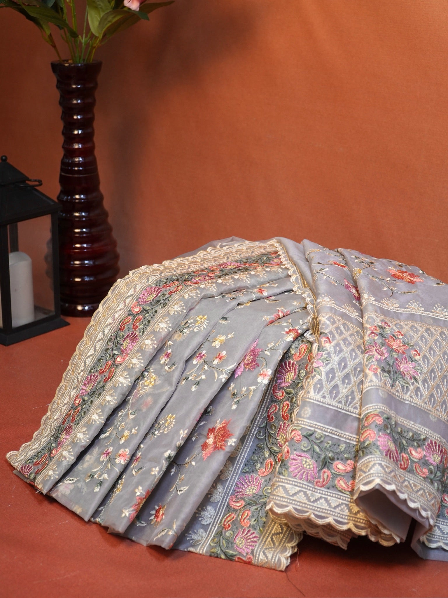 Soft Organza Silk Heavy Floral Embroidered Saree