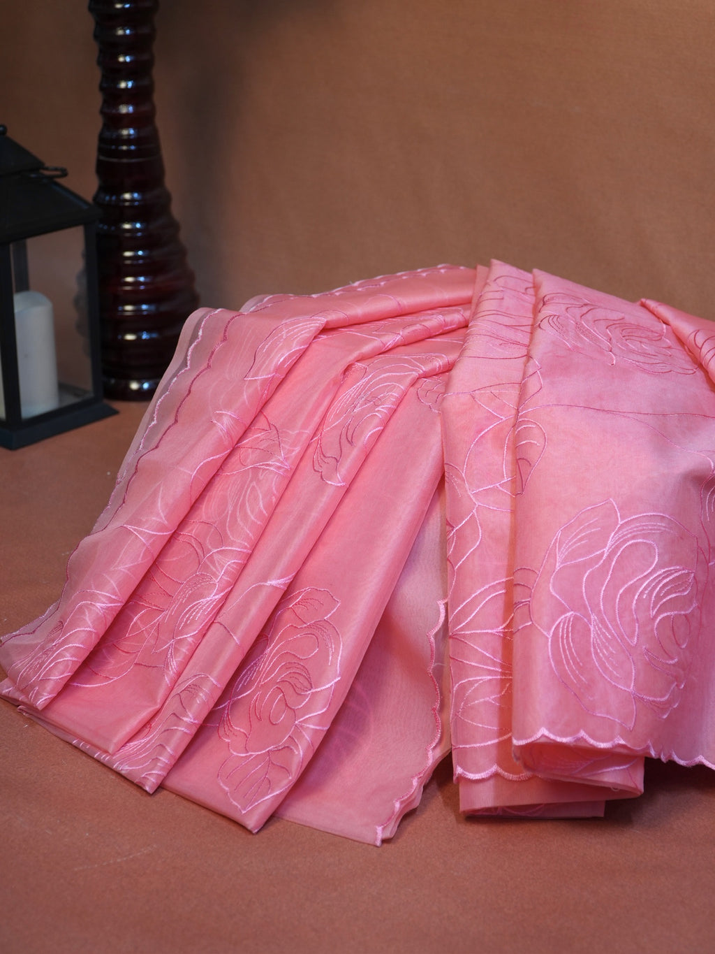 Vibrant Pink Soft Silk Floral Embroidered Saree