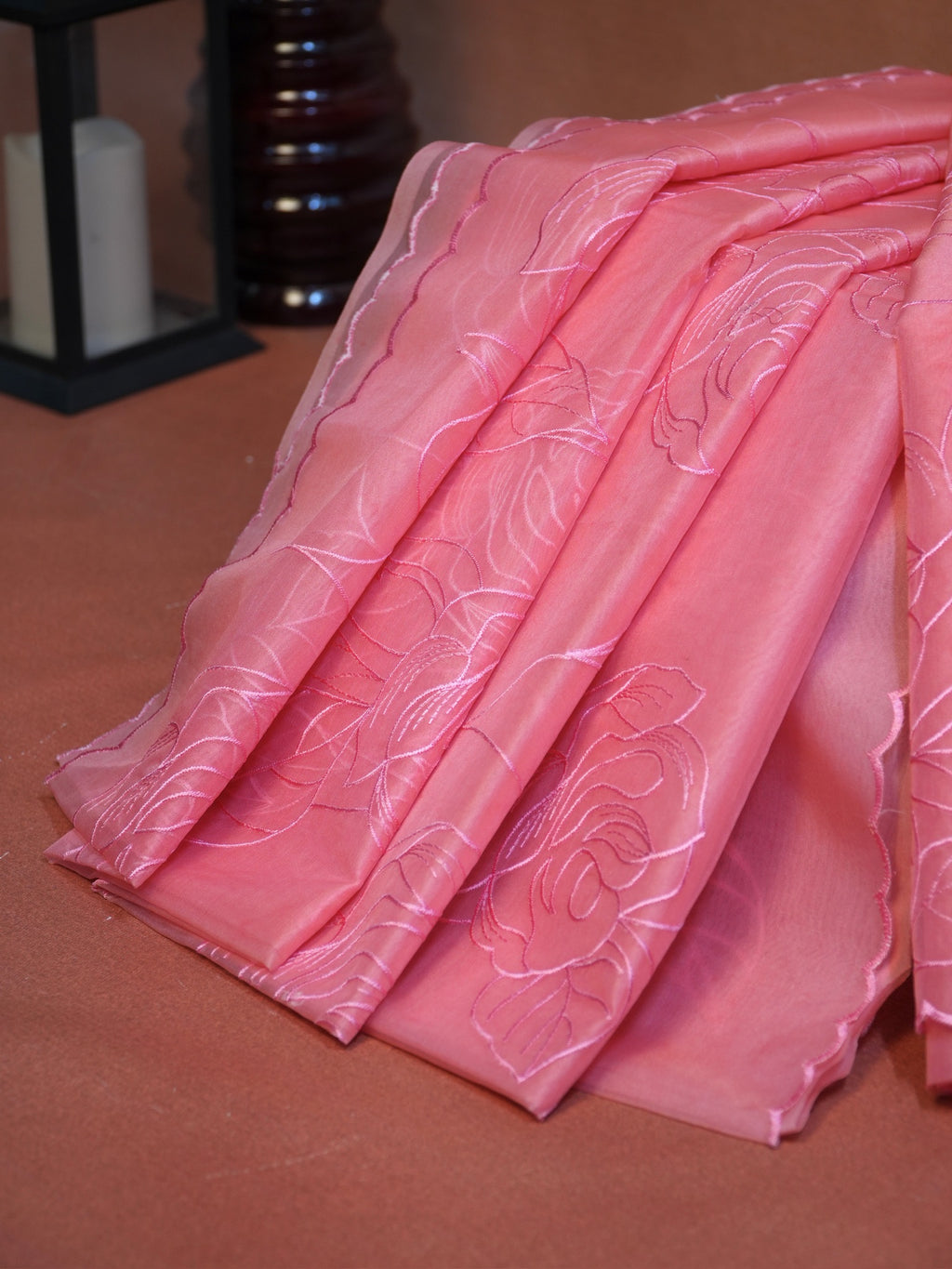 Vibrant Pink Soft Silk Floral Embroidered Saree