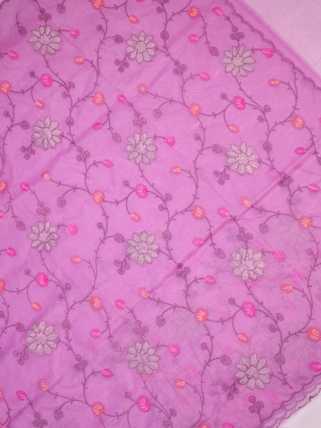 Soft Silk Embroidered Saree – Pastel Lavender