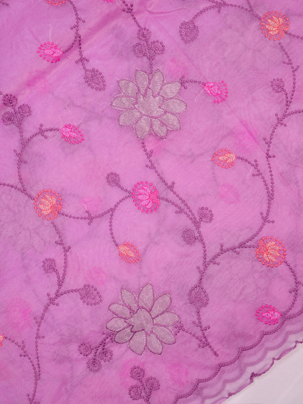 Soft Silk Embroidered Saree – Pastel Lavender