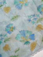 Serene Ice Blue Organza Soft Silk Floral Embroidered Saree