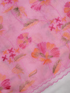 Soft Organza Silk Embroidered Saree with Scalloped Border