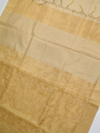 Tissue Silk Embroidered Saree – Golden Beige