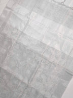 Tissue Silk Embroidered Saree – Silver White