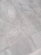 Tissue Silk Embroidered Saree – Silver White