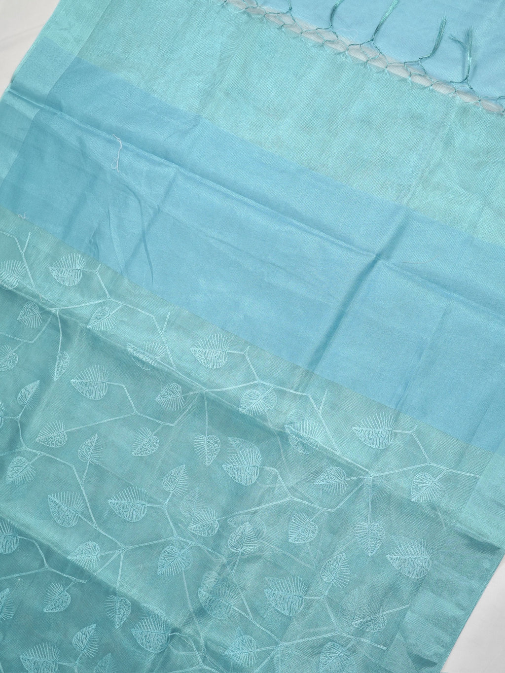 Tissue Silk Embroidered Saree – Aqua Blue