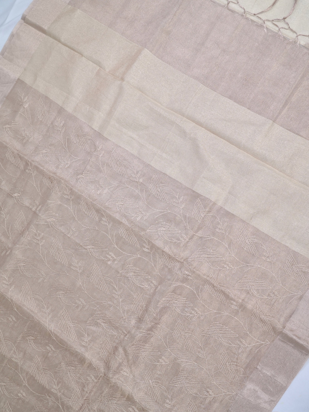 Tissue Silk Embroidered Saree – Beige