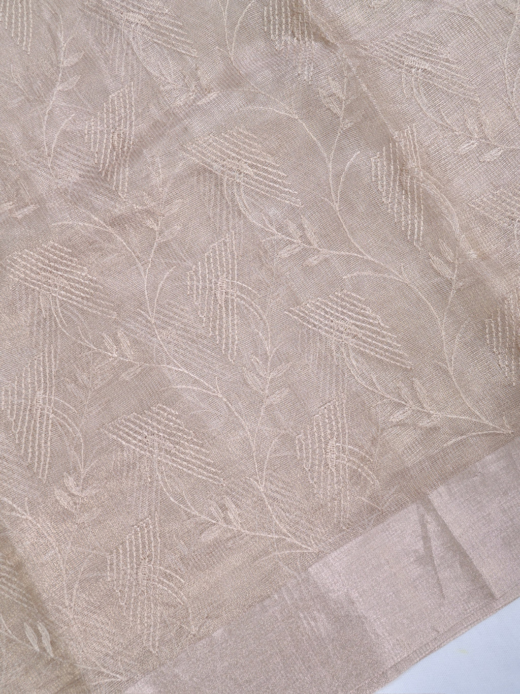 Tissue Silk Embroidered Saree – Beige
