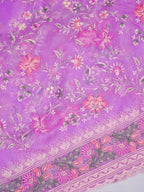 Organza Soft Silk Lavender Saree with Intricate Floral Embroidery