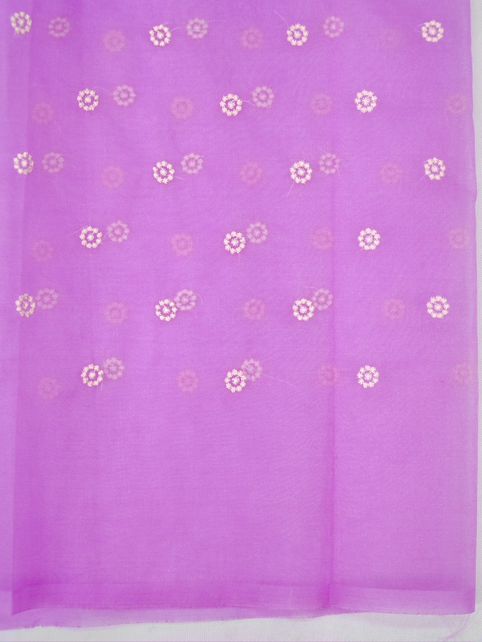 Organza Soft Silk Lavender Saree with Intricate Floral Embroidery