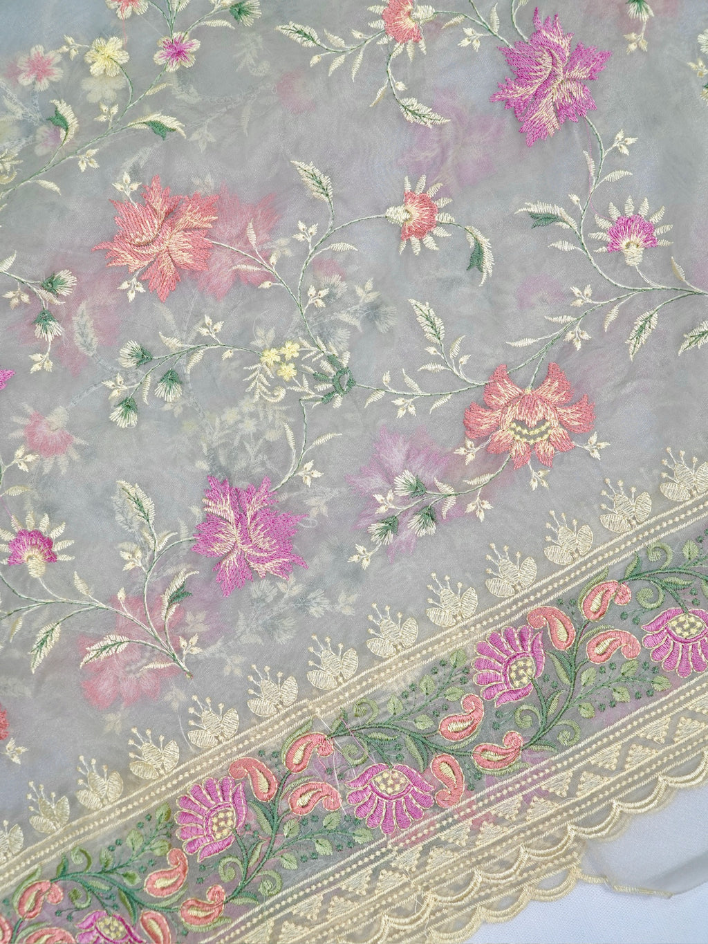 Soft Organza Silk Heavy Floral Embroidered Saree