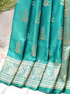 Banarasi Mushru Katan Silk Saree – Turquoise Teal