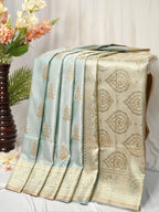 Banarasi Mushru Katan Silk Saree – Ice Mint Green
