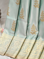 Banarasi Mushru Katan Silk Saree – Ice Mint Green